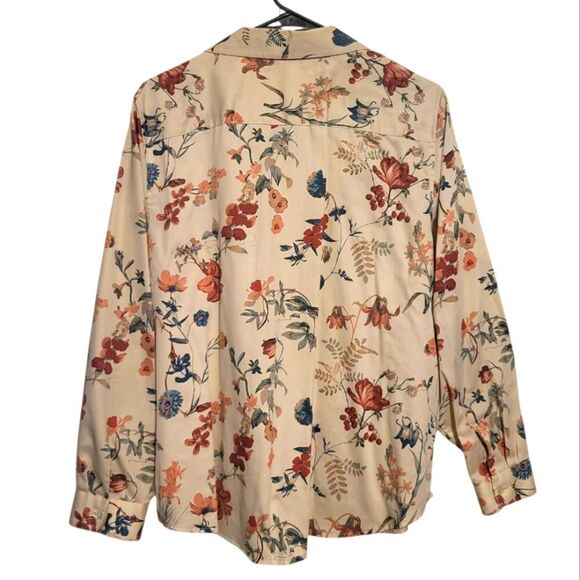 Coldwater Creek Wildflower Button Up Long Sleeve Cotton Blouse, Plus Size 18 - Picture 2 of 7